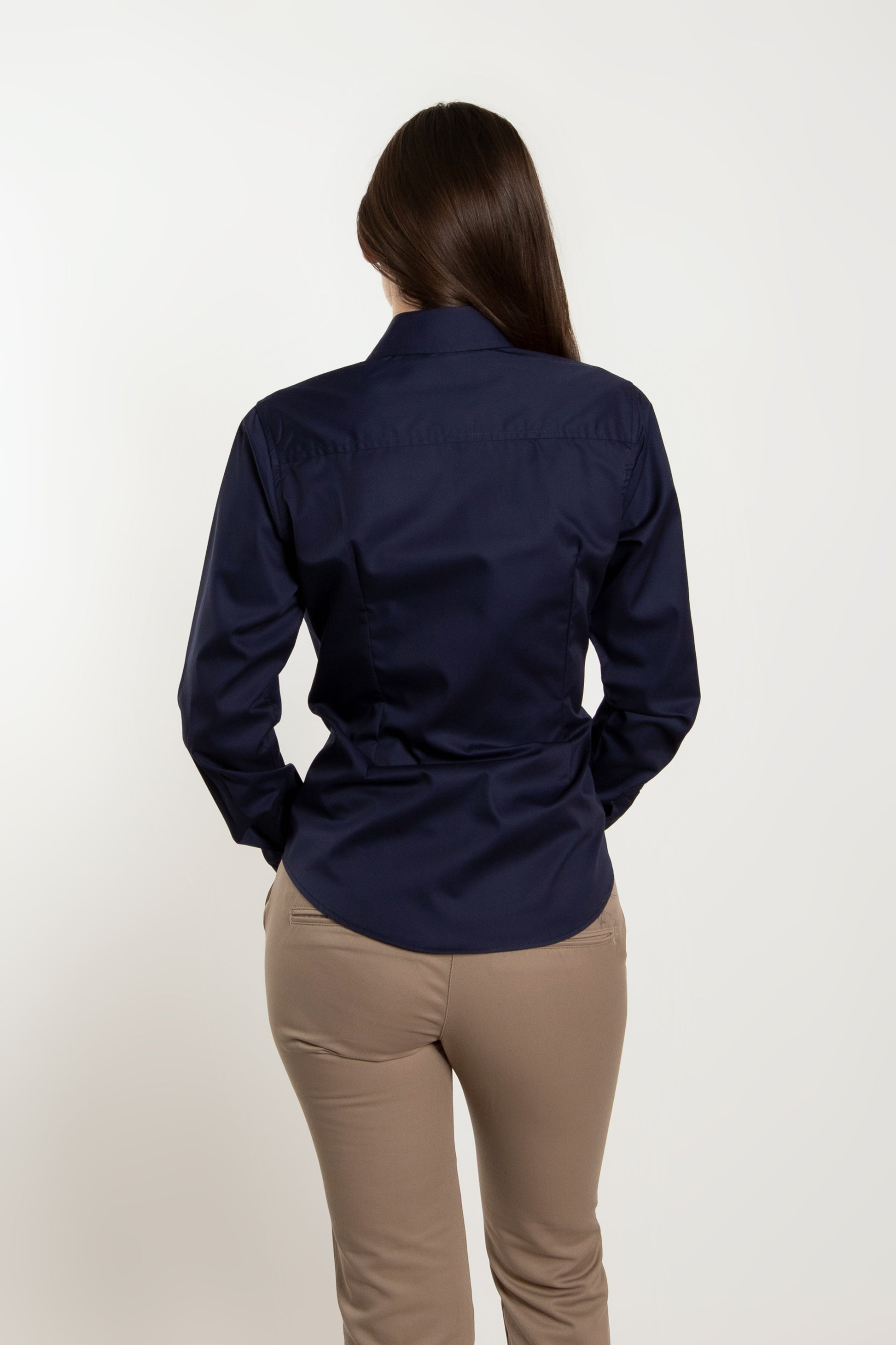 Camisa gabardina Dama azul marino manga larga