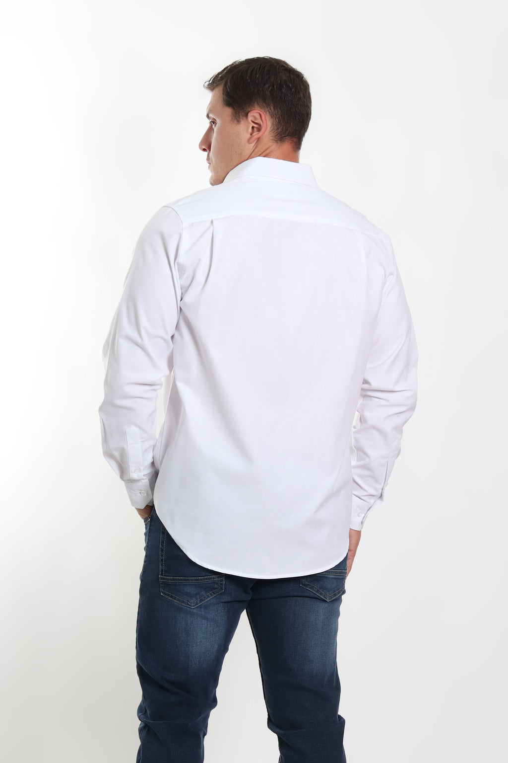 Camisa gabardina caballero blanco manga larga