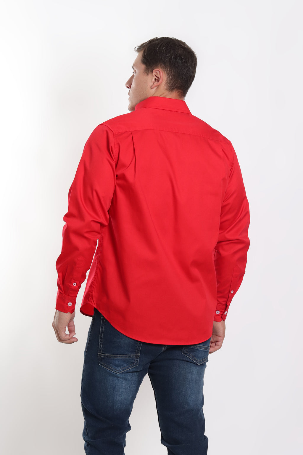 Camisa gabardina caballero roja manga larga