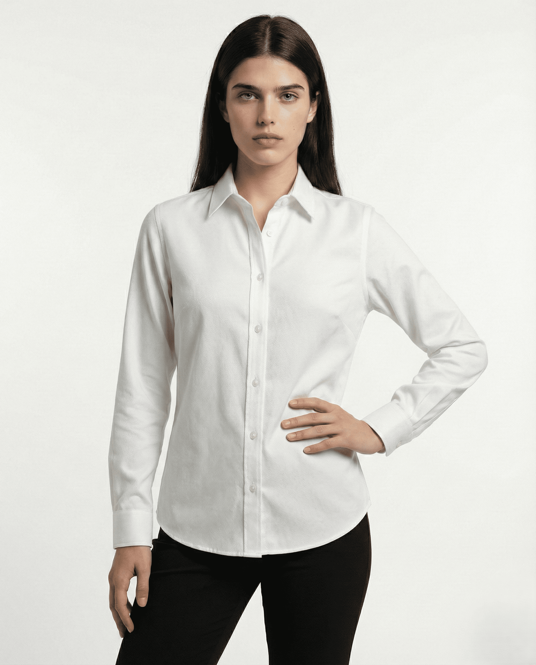 Camisa gabardina Dama Blanco manga larga