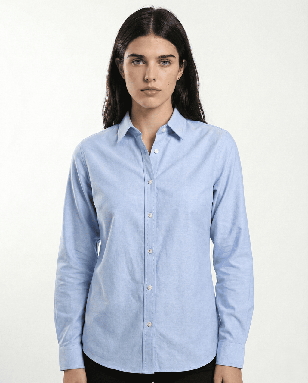 Camisa Dama oxford Cielo manga larga