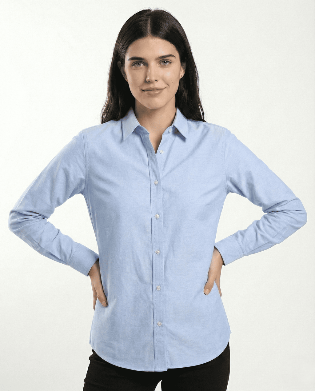 Camisa Dama oxford Cielo manga larga