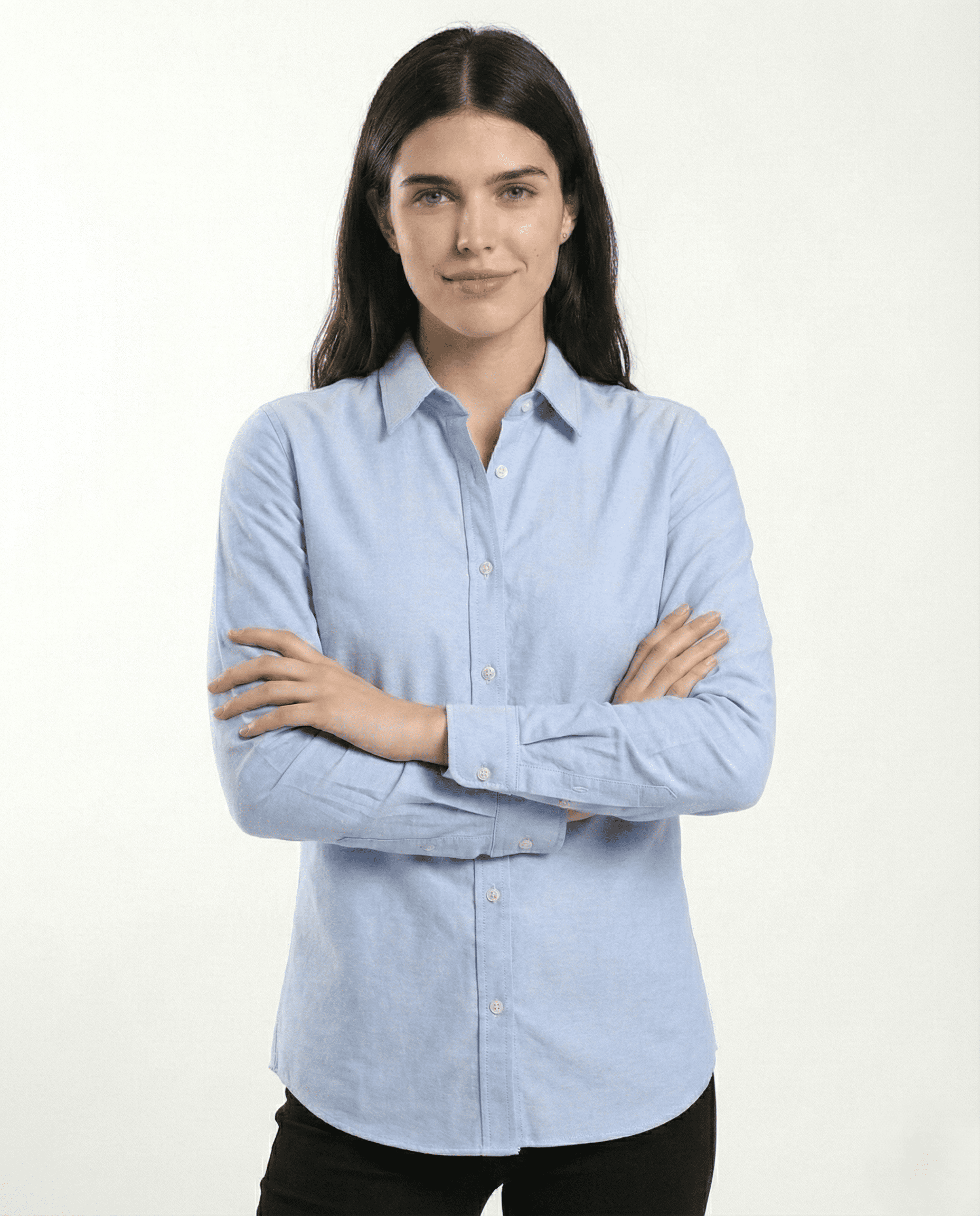 Camisa Dama oxford Cielo manga larga