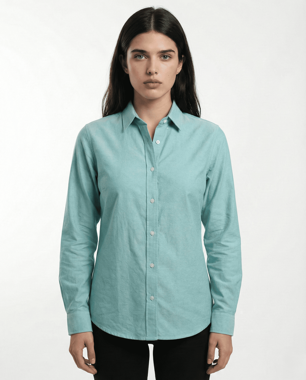 Camisa Dama oxford Verde manga larga