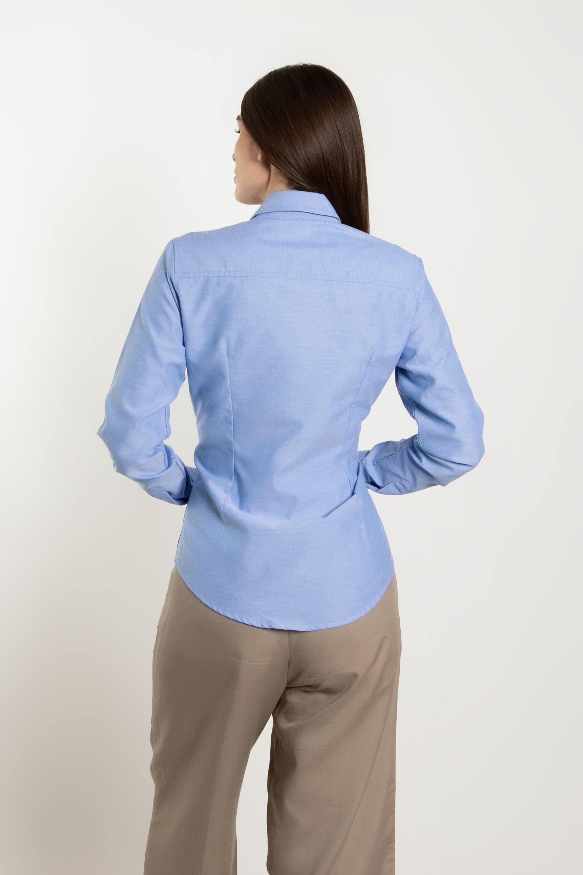 Camisa Dama oxford Marino manga larga