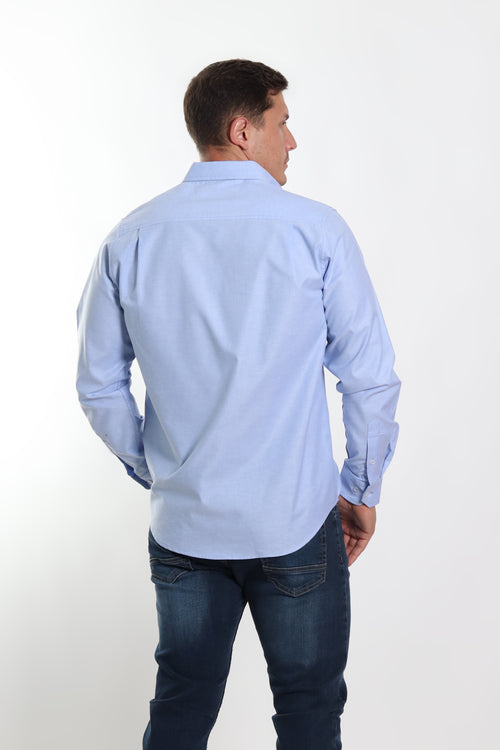 Camisa caballero oxford azul marino manga larga