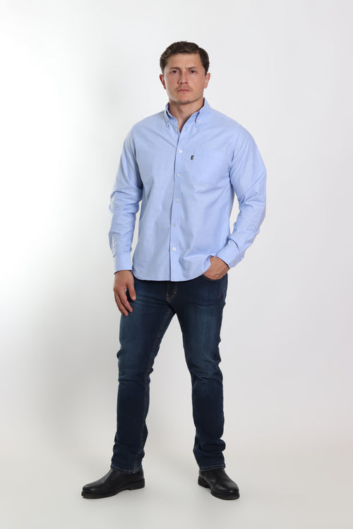 Camisa caballero oxford azul cielo manga larga