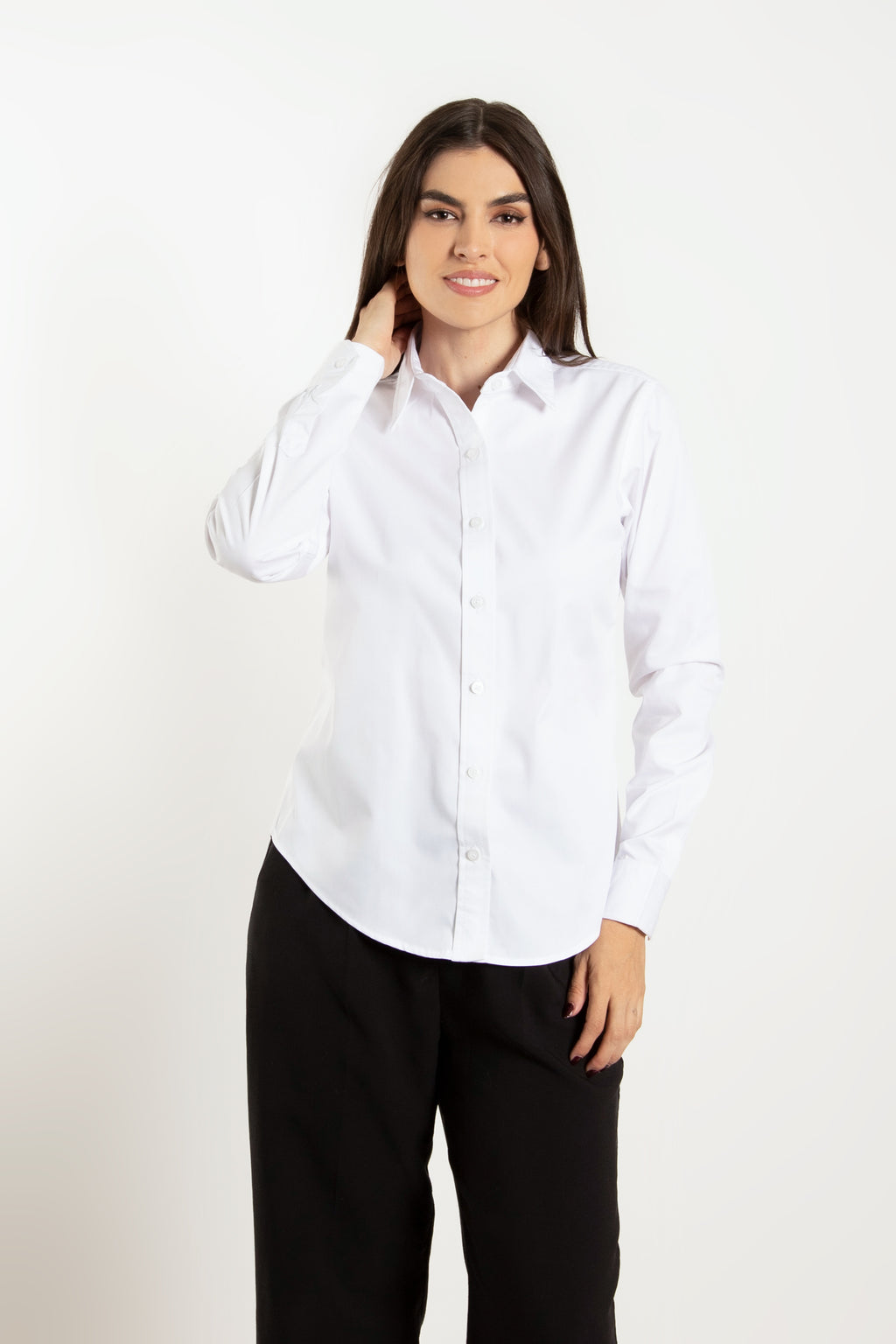 Camisa Dama oxford blanca manga larga