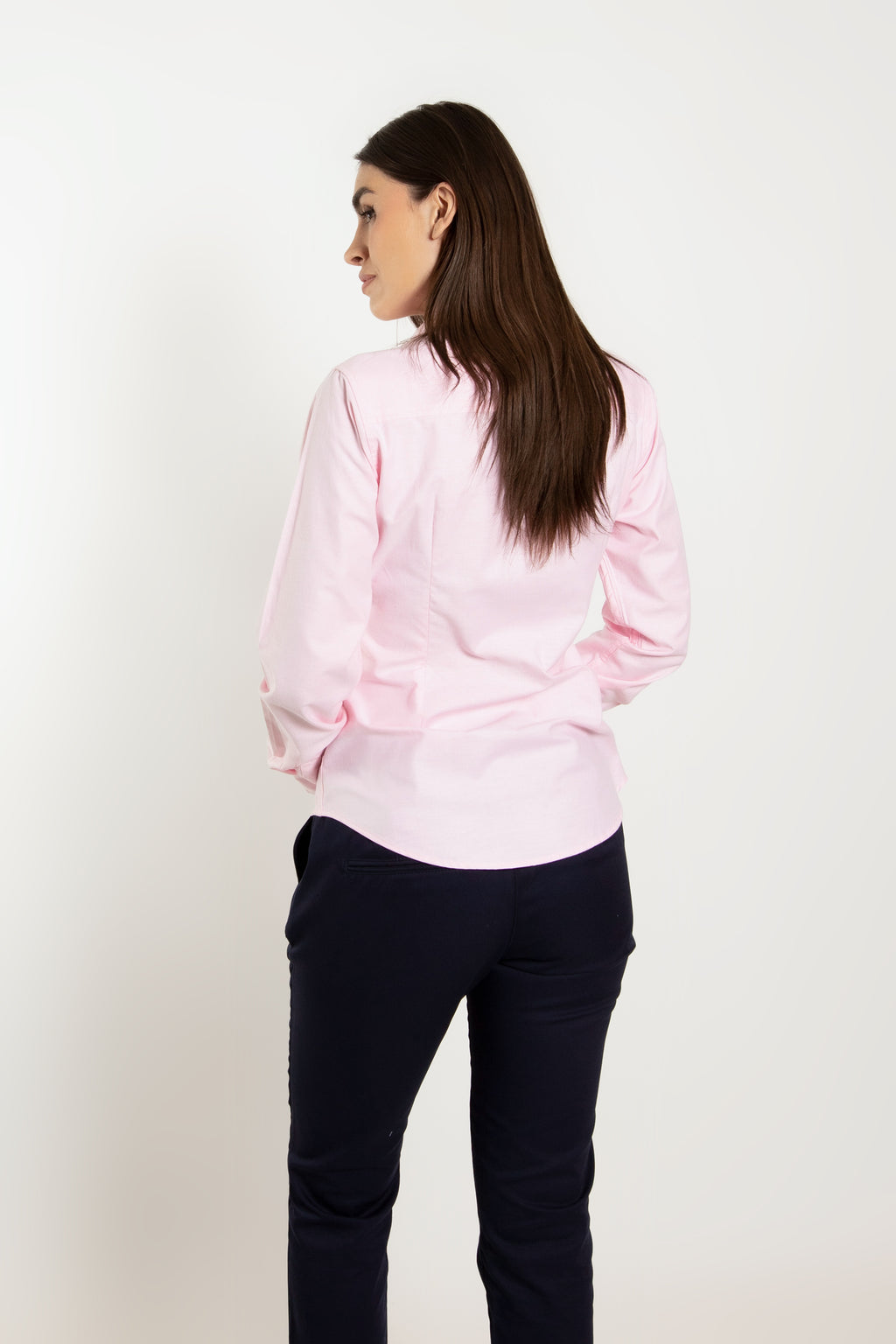 Camisa Dama oxford rosa manga larga