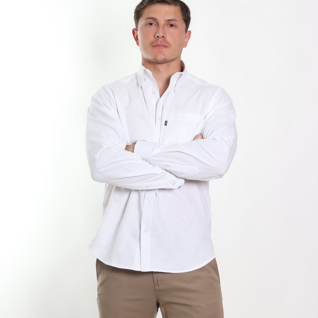 Camisa caballero oxford blanca manga larga