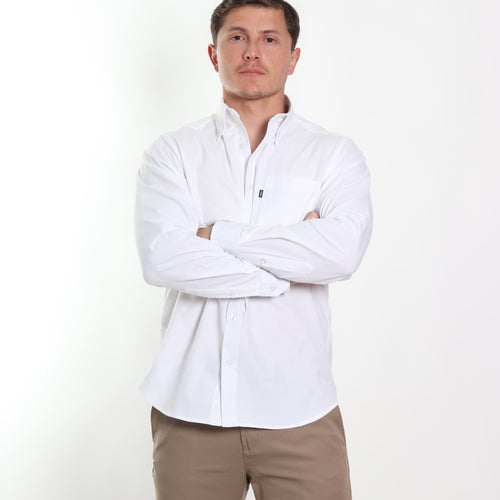 Camisa caballero oxford blanca manga larga