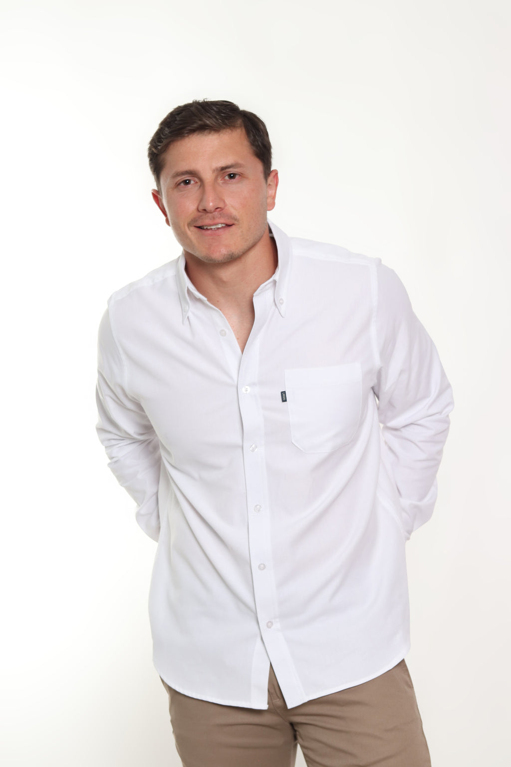 Camisa caballero oxford blanca manga larga