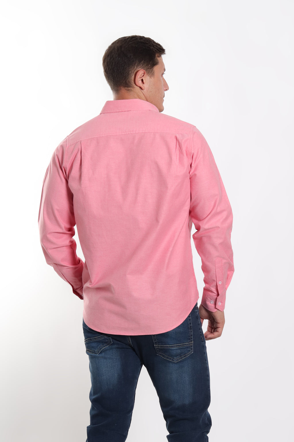 Camisa caballero oxford coral manga larga